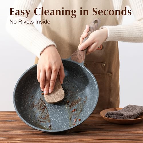 SENSARTE Nonstick Frying Pan Skillet with Lid, Omelet Pan with Cover, Healthy Egg Pan Chef's Pan, Kitchen Cooking Pan, Free of Intentionally Added PFOA (9.5inch + Glass Lid) - Image 5