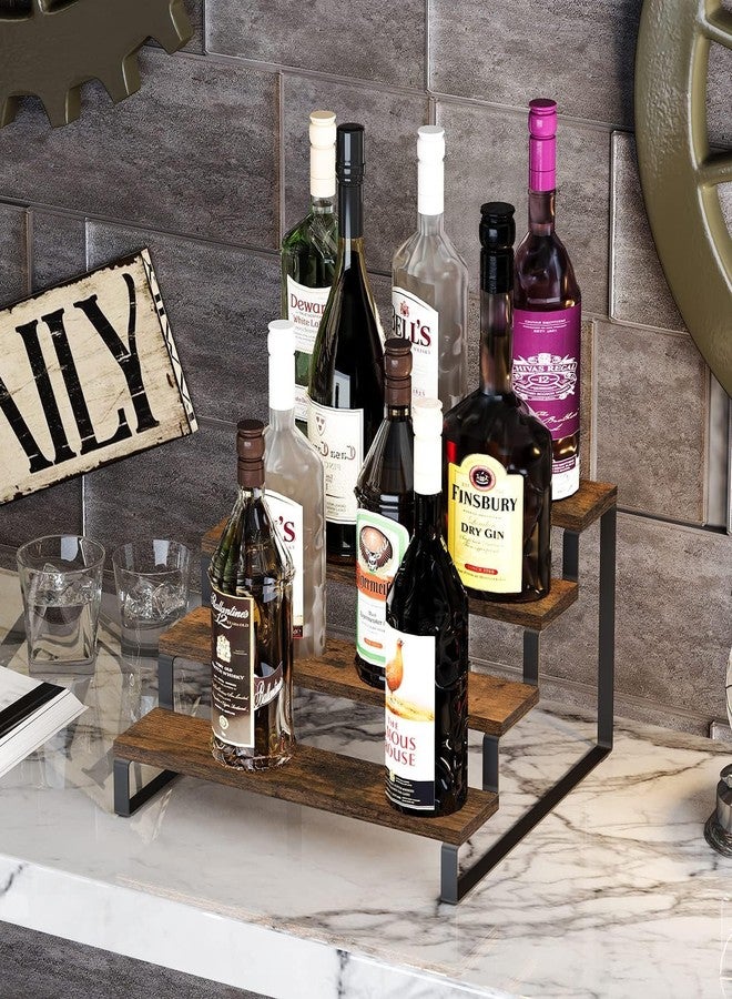 Kundi Rustic Wood Spice Rack Shelf, kitchen organizer rack, rack stand, Kitchen Counter Organiser, Dark Brown (4) (4 Shelves) - Image 4