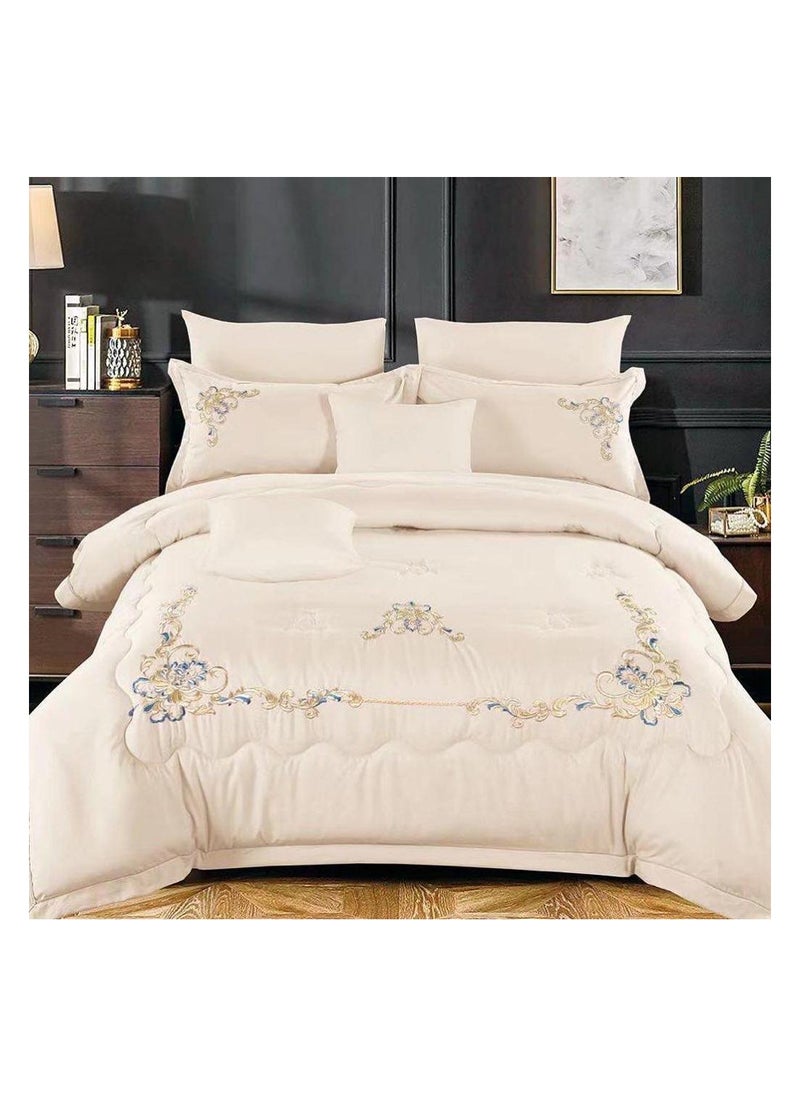 Dream Bell Dream Bell 6 Pc Embroidery Cotton Comfy Comforter Set With Fiber Filling 14 
