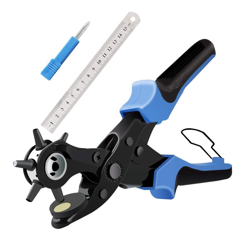 Belt Punch: Multi Size, Ergonomic Palm Fit, Portable Hand Tool - Effort Reducing Spring Tension, Time Saving Design for DIY Projects, Home Repair, Belt Customization - Image 4