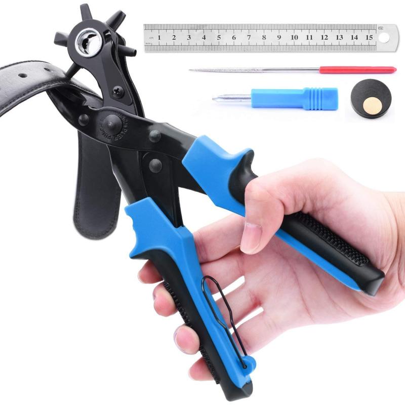 Belt Punch: Multi Size, Ergonomic Palm Fit, Portable Hand Tool - Effort Reducing Spring Tension, Time Saving Design for DIY Projects, Home Repair, Belt Customization - Image 5