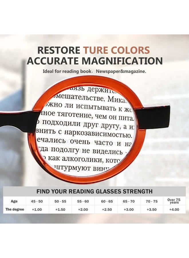 Eyekepper Round Reading Glasses for Women Retro Readers Eyeglasses, Red, +1.25 - Image 4