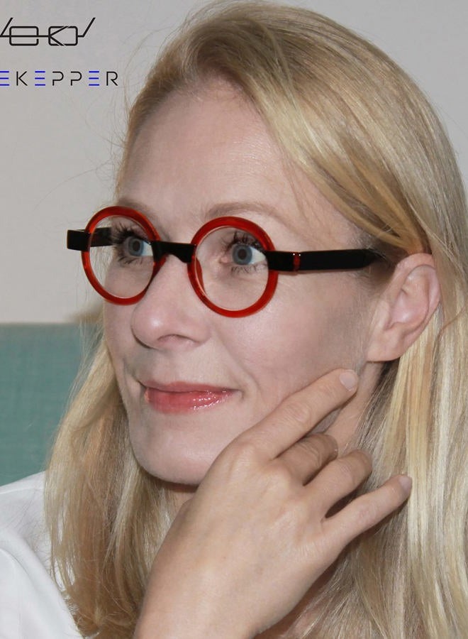 Eyekepper Round Reading Glasses for Women Retro Readers Eyeglasses, Red, +1.25 - Image 2
