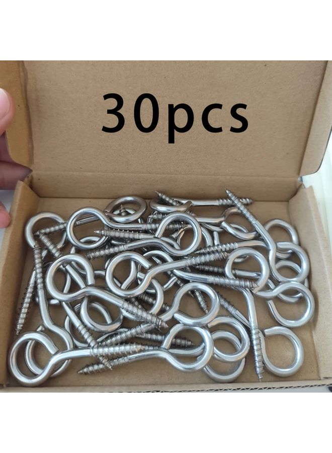 30pcs 304 Stainless Steel Self Tapping Eye Screw Hooks For Indoor Outdoor Use - Image 1