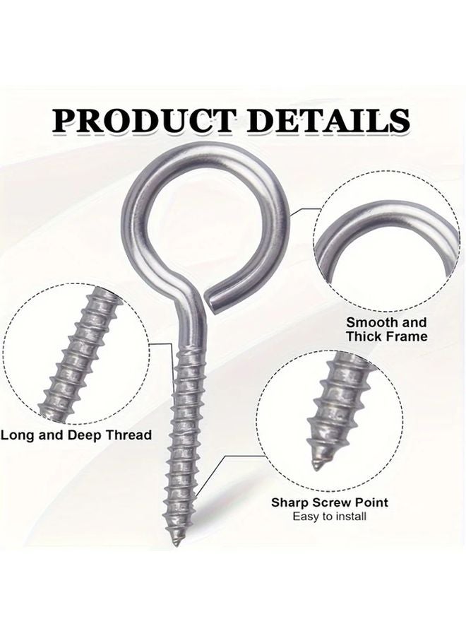 30pcs 304 Stainless Steel Self Tapping Eye Screw Hooks For Indoor Outdoor Use - Image 3