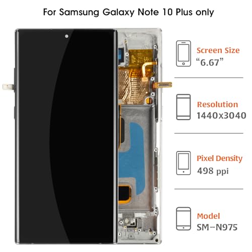 Olivechard Note 10 Plus 5G OLED LCD Display Aura White Frame for Samsung Galaxy Note105G SMN975U N975W N976U 68 LCD Screen Display Replacement Touch Digitizer Assembly Kit - Image 3
