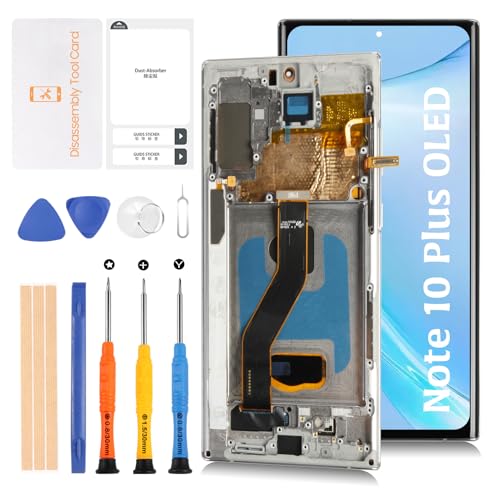 Olivechard Note 10 Plus 5G OLED LCD Display Aura White Frame for Samsung Galaxy Note105G SMN975U N975W N976U 68 LCD Screen Display Replacement Touch Digitizer Assembly Kit - Image 1