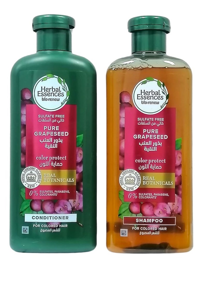 Herbal Essences Shampoo And Conditioner Pure Grapeseed For Colored Hair, 400*2 Ml