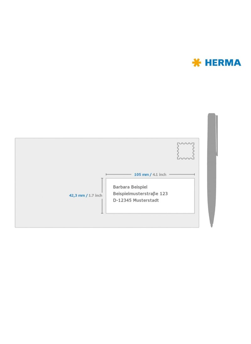 Herma Herma Multi-Purpose Self-Adhesive Labels, 14 Labels Per A4 Sheet, 1400 Labels for Laser and Inkjet Printers, (4674), White, 105 x 42.3mm  - Image 4