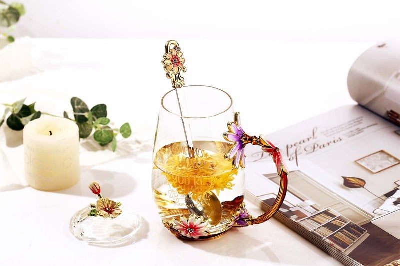 Luka Tech Friendship Gifts For Women,Friend Gifts For Women, Lovely Flower Tea Cup Coffee Mug Birthday Gifts For BFF, Female, Corworker, Bestie - Image 2