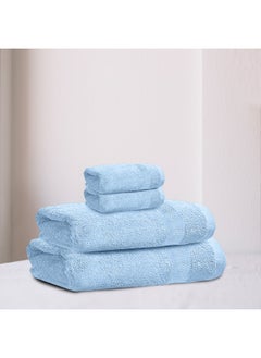 Rest Towel Set 4Pc Sky Blue Luxury Hotel Bedroom Super Soft Absorbent Durable Washable Quick Dry Cotton Family Bath Towels - 1 Bath Towel 70X140Cm 1 Hand Towel 50X100Cm & 2 Face Towel 30X30Cm  - Image 1