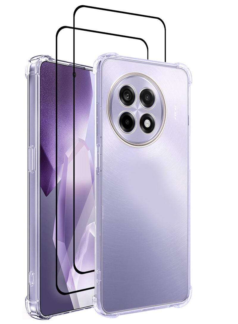 3Packs TPU Gorilla Case Cover for OnePlus ACE 5 PRO 5G, Reinforced Corner Bumper Phoce Cover and Camera Protection Slim Fit Shockproof Flexible with Two Shockproof 3D Screen Protector - Clear - Image 1