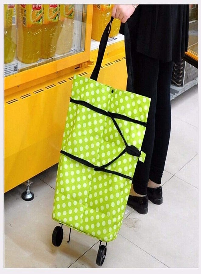 KAPI ZONE Polyester Trolley Luggage Bags Traveling Vegetable Grocery Clothing Bag with Light Weight and Medium Size with Wheels for Girls Boys Women Ladies Men (Green) - Image 4