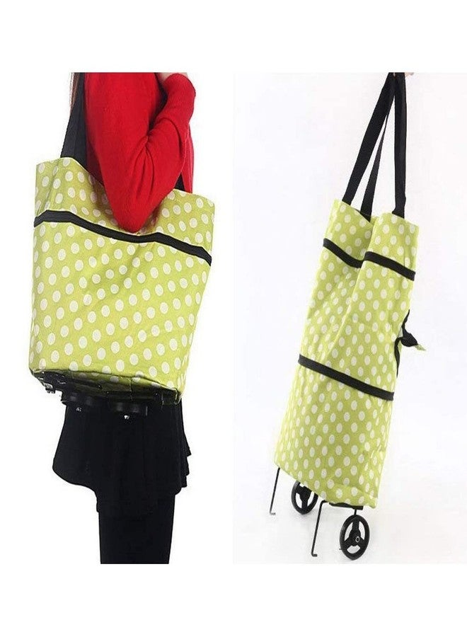 KAPI ZONE Polyester Trolley Luggage Bags Traveling Vegetable Grocery Clothing Bag with Light Weight and Medium Size with Wheels for Girls Boys Women Ladies Men (Green) - Image 3