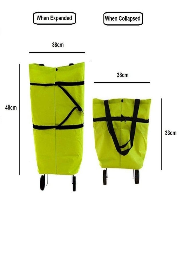 KAPI ZONE Polyester Trolley Luggage Bags Traveling Vegetable Grocery Clothing Bag with Light Weight and Medium Size with Wheels for Girls Boys Women Ladies Men (Green) - Image 5