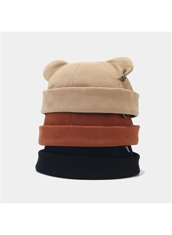 Generic Fall Winter Beanie Hats for Women Men Bear Ear Skull Cap Brimless Cap Adjustable Docker Cap  - Image 4