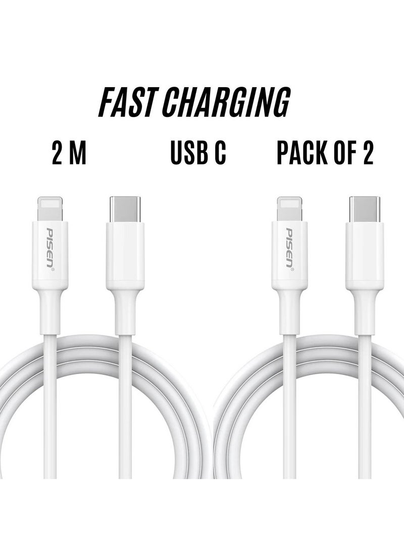 بايزن Pisen USB C to Lightning Cable (2M,2 Pack) iPhone Charging Cable MFi Certified iPhone Charger Cable Fast Charging Compatible with iPhone 14 13 12 11 Pro Max Mini XS XR X 8 7 Plus 6s - Image 1