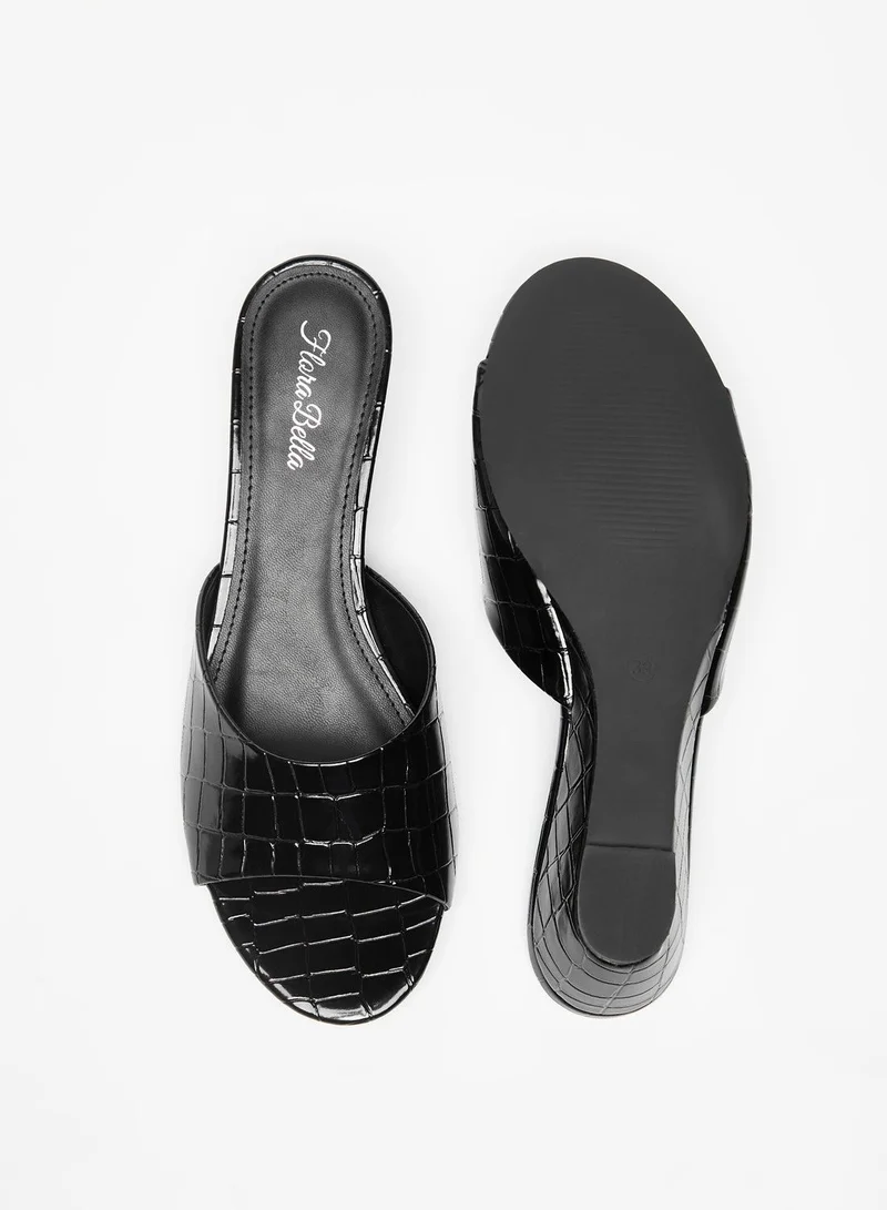 Flora Bella Textured Slip-On Sandals with Wedge Heel