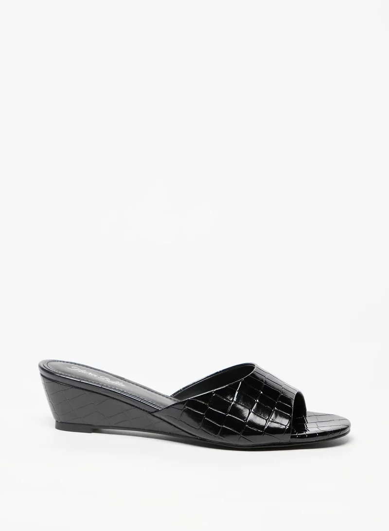 Flora Bella Textured Slip-On Sandals with Wedge Heel