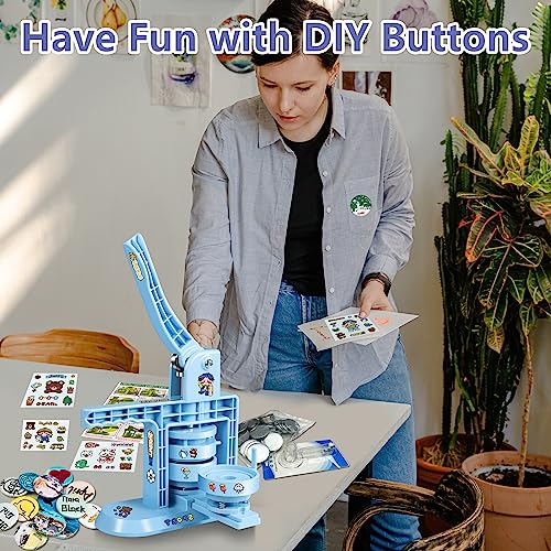 Happizza Button Maker Machine Multiple Sizes (4th Gen), Pin Maker 1+1.25+2.25 inch / 25+32+58mm, Badge Button Press Machine with Cutting Mat & 300 Sets Badge Making Supplies & Circle Cutter - Image 5