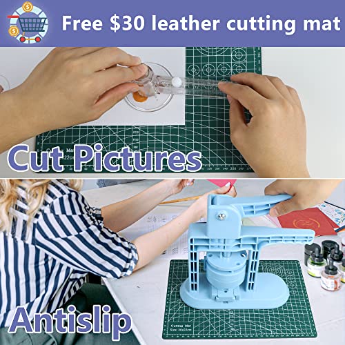 Happizza Button Maker Machine Multiple Sizes (4th Gen), Pin Maker 1+1.25+2.25 inch / 25+32+58mm, Badge Button Press Machine with Cutting Mat & 300 Sets Badge Making Supplies & Circle Cutter - Image 4