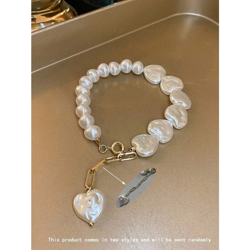 Andkiss 1pc Pearl Heart Bracelet 2 Styles, Random  Delivery - Image 5