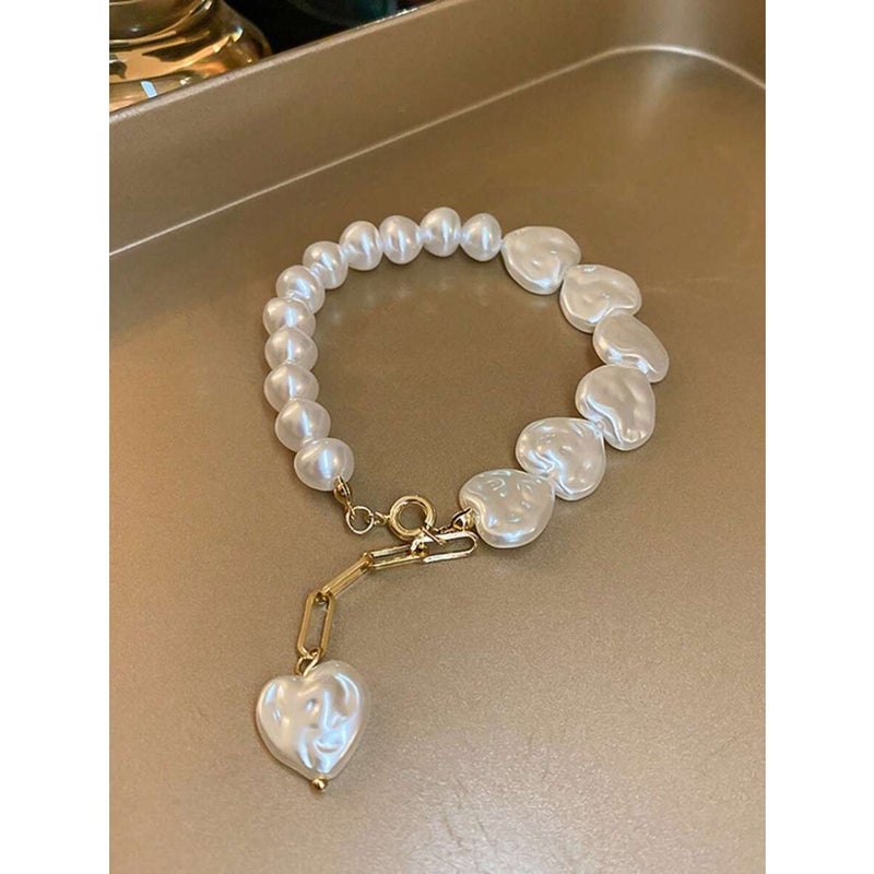Andkiss 1pc Pearl Heart Bracelet 2 Styles, Random  Delivery - Image 1