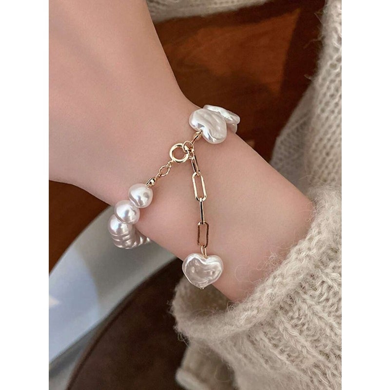 Andkiss 1pc Pearl Heart Bracelet 2 Styles, Random  Delivery - Image 3