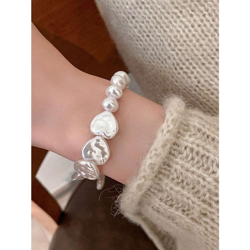 Andkiss 1pc Pearl Heart Bracelet 2 Styles, Random  Delivery - Image 2
