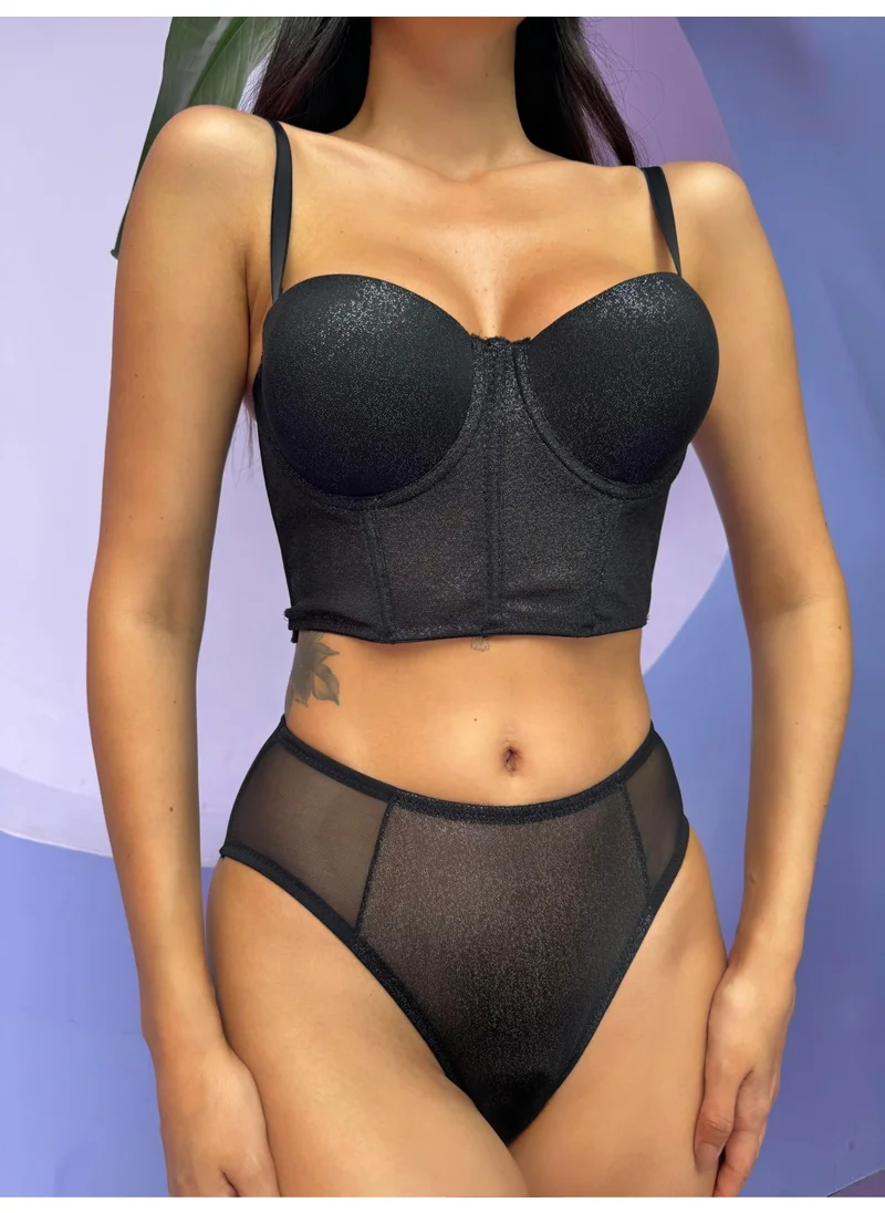 Cansoy Supported Silver Hologram Bustier Set (689T)
