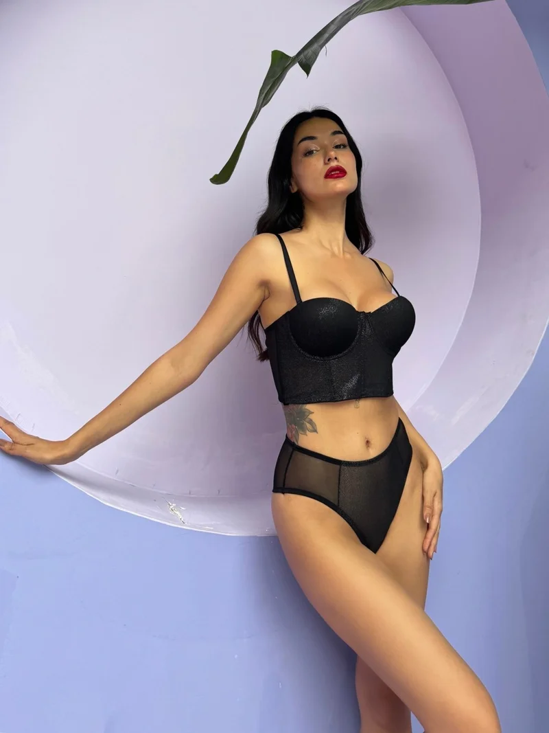 Cansoy Supported Silver Hologram Bustier Set (689T)