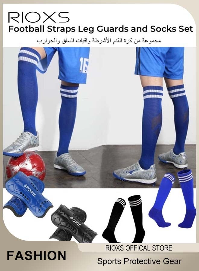 RIOXS Football Straps Leg Guards and Socks Set Adults and Kids Protective Equipment Professional Training Game Protective Gears  - Image 3