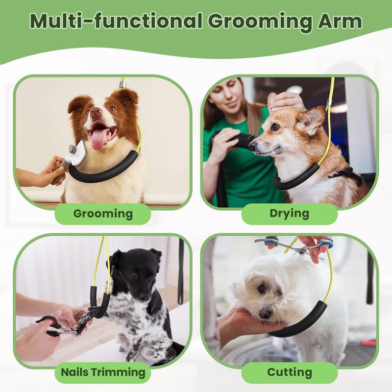 Josmimic Adjustable Dog Grooming Arm with Clamps: 42" Height-Adjustable Pet Grooming Stand with Hammock and No-Sit Haunch Holders, Ideal for Home Grooming, Trimming, and Nail Clipping (Table Not Included) - Image 5