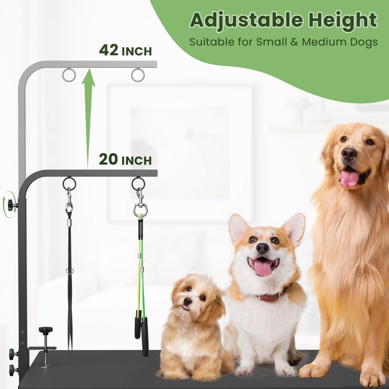 Josmimic Adjustable Dog Grooming Arm with Clamps: 42" Height-Adjustable Pet Grooming Stand with Hammock and No-Sit Haunch Holders, Ideal for Home Grooming, Trimming, and Nail Clipping (Table Not Included) - Image 3