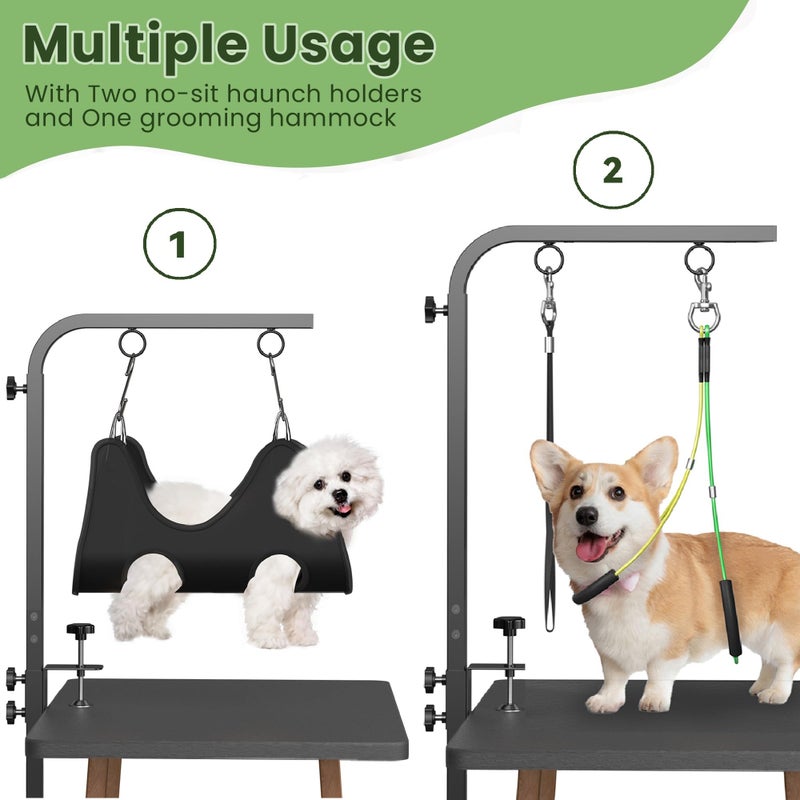 Josmimic Adjustable Dog Grooming Arm with Clamps: 42" Height-Adjustable Pet Grooming Stand with Hammock and No-Sit Haunch Holders, Ideal for Home Grooming, Trimming, and Nail Clipping (Table Not Included) - Image 2