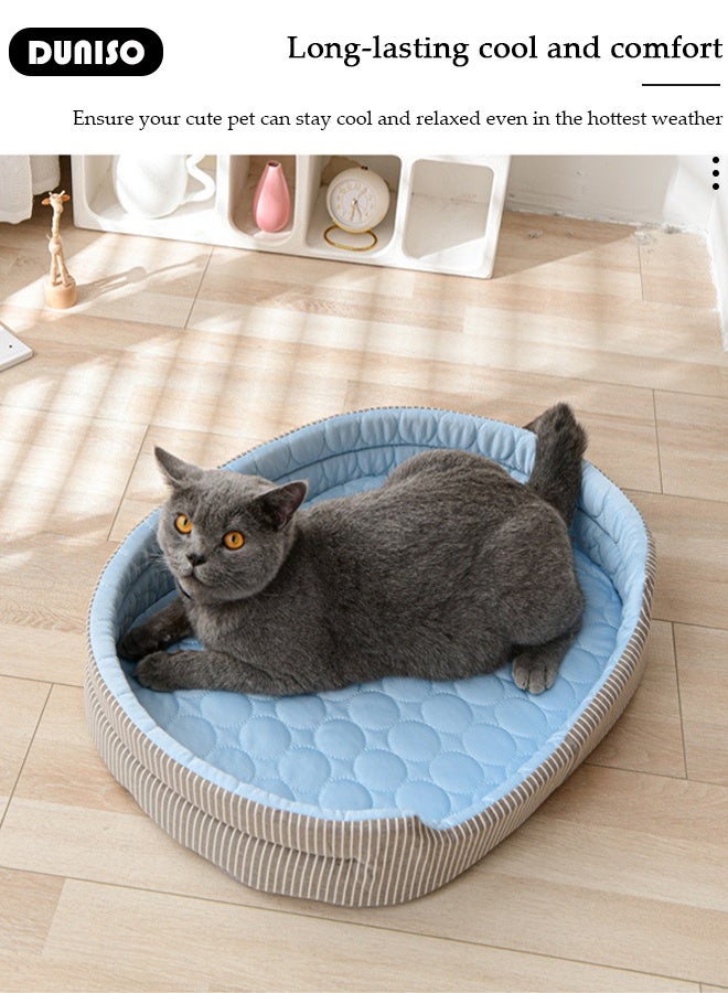 DUNISO Ice Silk Kennel Cool Icy Pet Nest Summer Dog Cooling Bed Breathable Dog Couch Bed with Nonskid Bottom Comfortable Soft Pet Mattress Cushion Washable Pet Sofa Puppy Couch Lounger for Dog Cat - Image 4