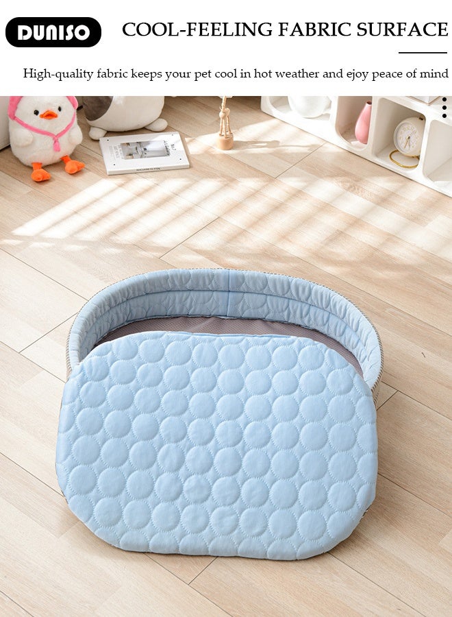 DUNISO Ice Silk Kennel Cool Icy Pet Nest Summer Dog Cooling Bed Breathable Dog Couch Bed with Nonskid Bottom Comfortable Soft Pet Mattress Cushion Washable Pet Sofa Puppy Couch Lounger for Dog Cat - Image 5