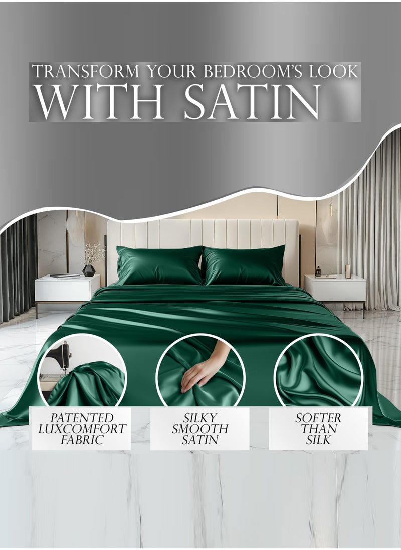 4 Piece Duvet Cover Sets King Size Full Bedding Set 1 Quilt Cover(220X240) 1 Fitted Bedsheet (200X200+30)  2 Pillow Cases (50*75) Silky Dark Green - pzsku/ZAD22FA9A3E019E413422Z/45/_/1736386675/650419a7-7d57-479c-b11c-84f34456bc4d