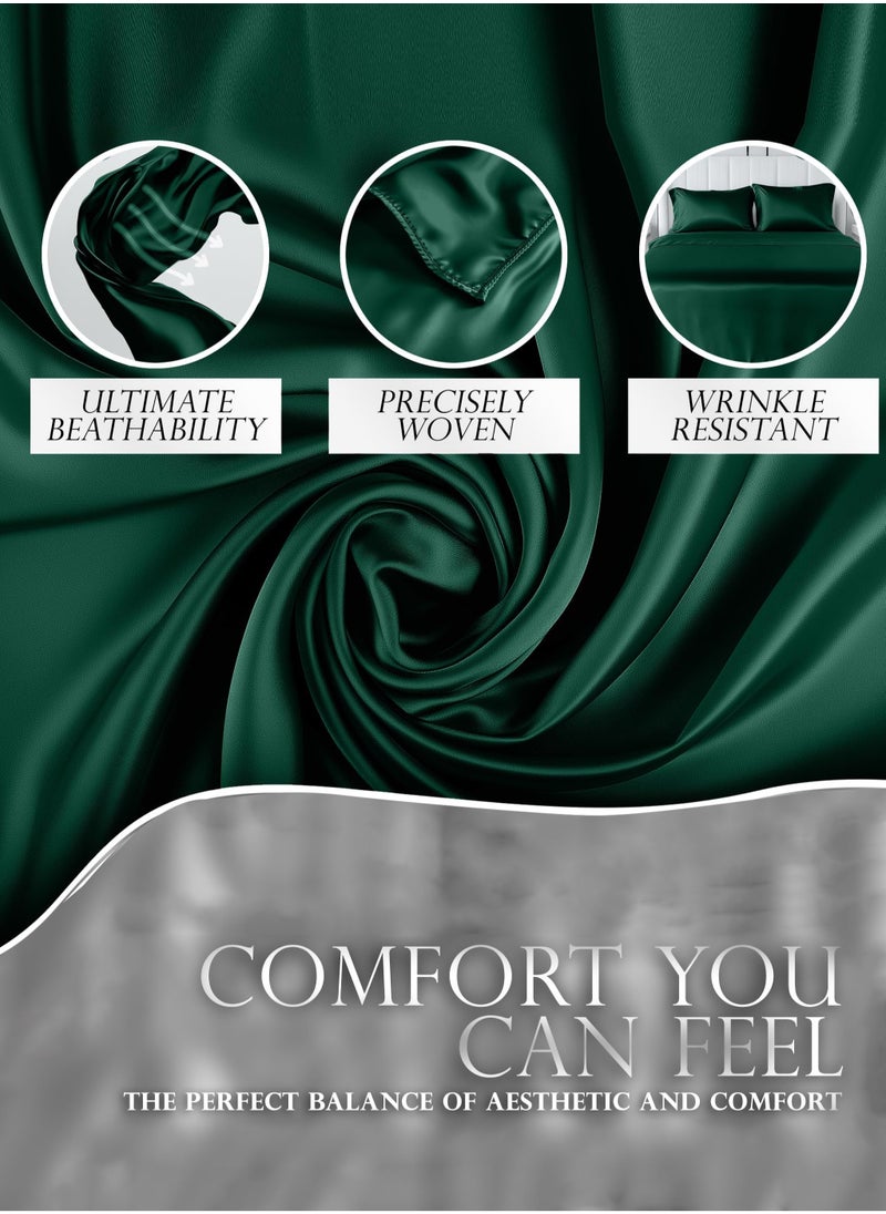 4 Piece Duvet Cover Sets King Size Full Bedding Set 1 Quilt Cover(220X240) 1 Fitted Bedsheet (200X200+30)  2 Pillow Cases (50*75) Silky Dark Green - pzsku/ZAD22FA9A3E019E413422Z/45/_/1736386677/7b523fd9-cdc0-4aa2-9e17-5b9f251f1d44