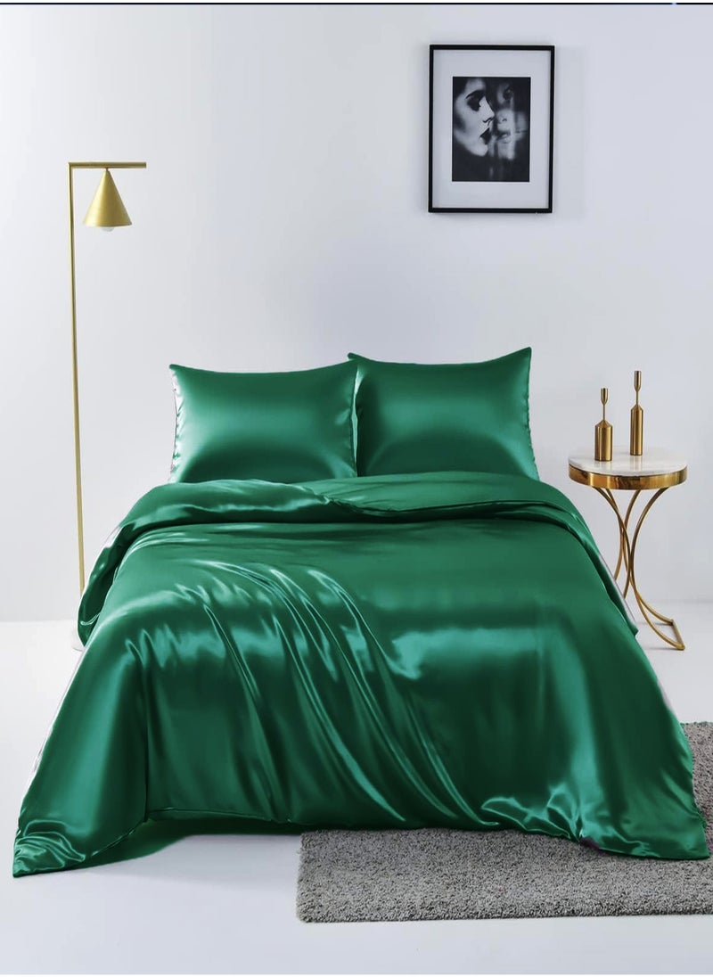 4 Piece Duvet Cover Sets King Size Full Bedding Set 1 Quilt Cover(220X240) 1 Fitted Bedsheet (200X200+30)  2 Pillow Cases (50*75) Silky Dark Green - pzsku/ZAD22FA9A3E019E413422Z/45/_/1736848048/3ff8905f-ac1e-4242-98f3-f1b26f68d678