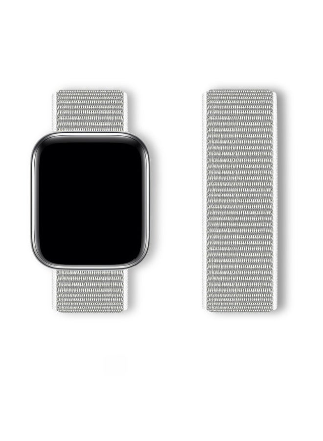 بازار سوار ساعة Apple Watch الرياضي المصنوع من النايلون لساعات Ultra 2/Series 10/9/8/7/SE بمقاس 42-49 مم - سوار منسوج قابل للتعديل ومضاد للتعرق وجيد التهوية للرجال والنساء، مريح وسريع الجفاف للصالة الرياضية والارتداء اليومي (فضي) - Image 2