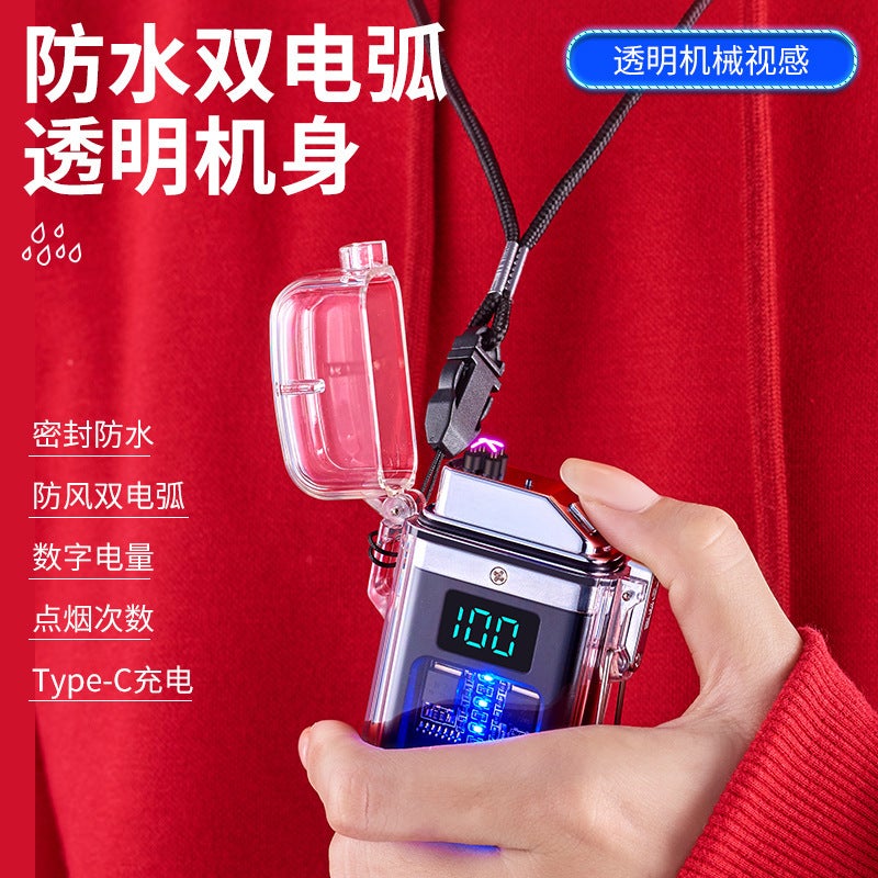 ولاعة سجائر رقمية مقاومة للماء بشاشة رقمية وغطاء شفاف جديد - Image 3