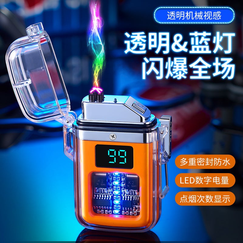 ولاعة سجائر رقمية مقاومة للماء بشاشة رقمية وغطاء شفاف جديد - Image 2