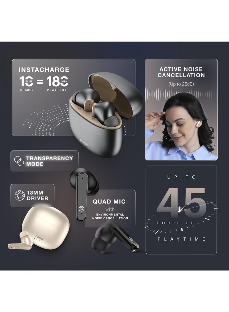 Noise Buds VS104 Max | TWS Earbuds with ANC up to 25dB | 45H Playtime | Quad Mic ENC | Instacharge | 13mm Driver | BT v5.3 - Silver Grey - Image 2