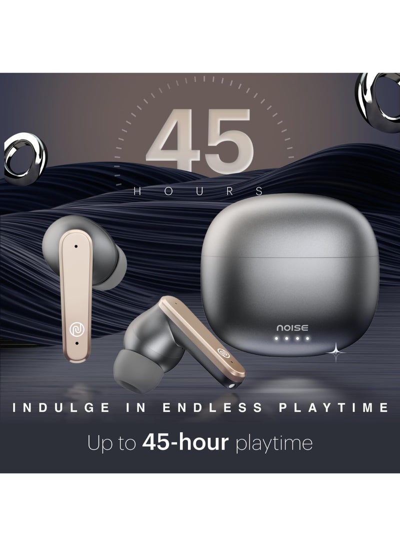 Noise Buds VS104 Max | TWS Earbuds with ANC up to 25dB | 45H Playtime | Quad Mic ENC | Instacharge | 13mm Driver | BT v5.3 - Silver Grey - Image 4