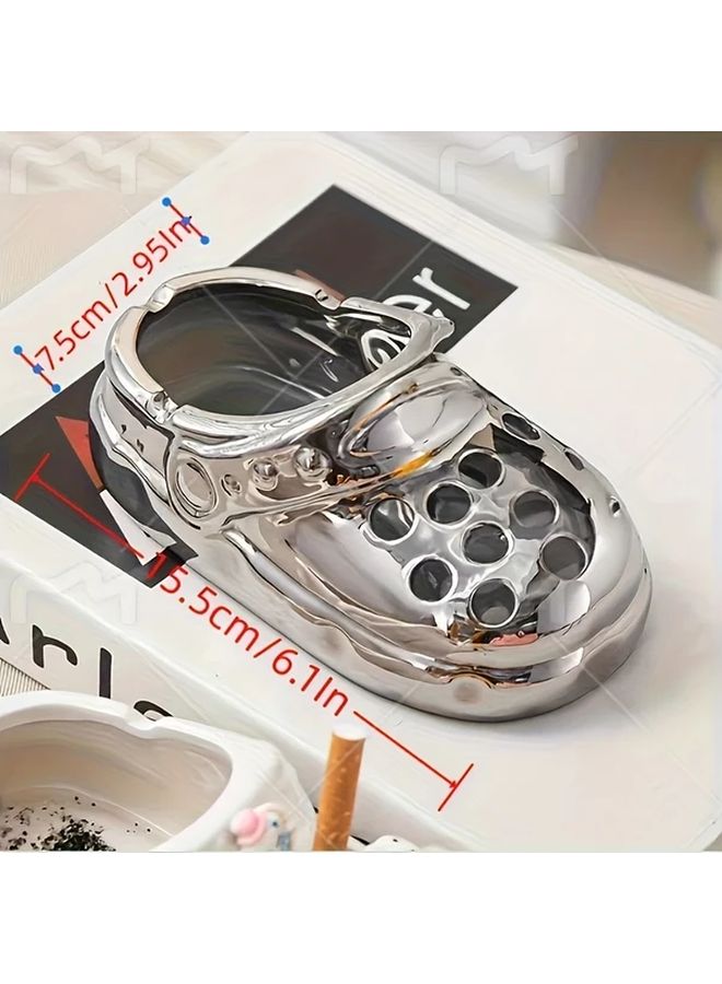 Silvery Ceramic Ashtray Cute Crocs Inspired Design Living Room Home Decoration - Image 3