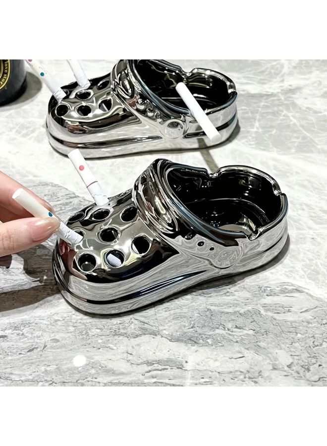 Silvery Ceramic Ashtray Cute Crocs Inspired Design Living Room Home Decoration - Image 1