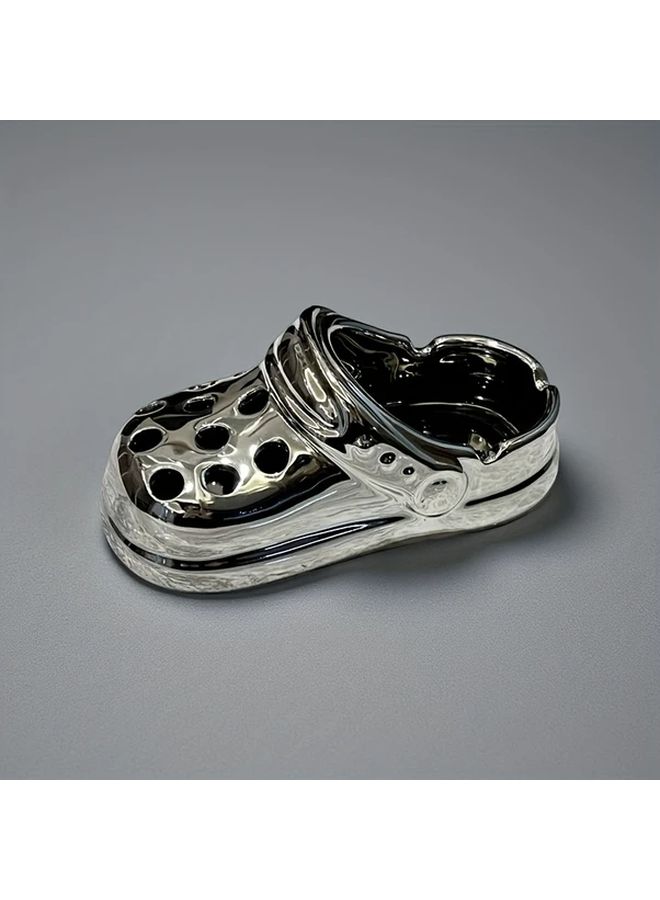 Silvery Ceramic Ashtray Cute Crocs Inspired Design Living Room Home Decoration - Image 2