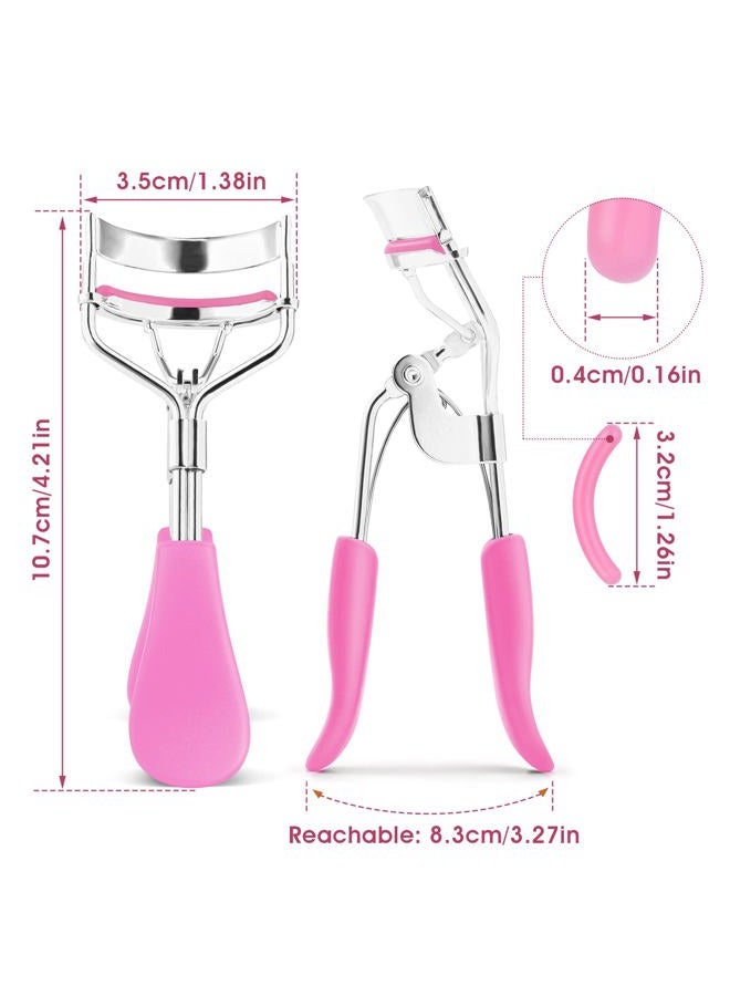 Sibba Lash Curler, No Pinching or Pulling, Long Lasting Eyelash Curler Fit All Eye Shapes, Professional Makeup Tool for Eyelashes with 10 Pieces Silicone Refill Pads (Pink) - Image 2
