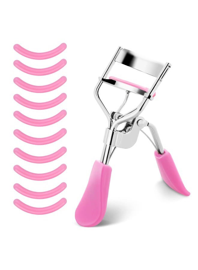 Sibba Lash Curler, No Pinching or Pulling, Long Lasting Eyelash Curler Fit All Eye Shapes, Professional Makeup Tool for Eyelashes with 10 Pieces Silicone Refill Pads (Pink) - Image 1